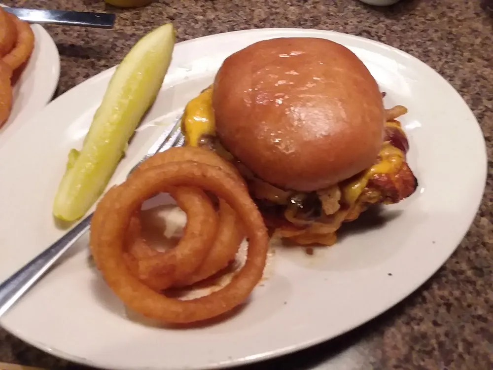 Southwestern Burger with a Side of Onion Rings